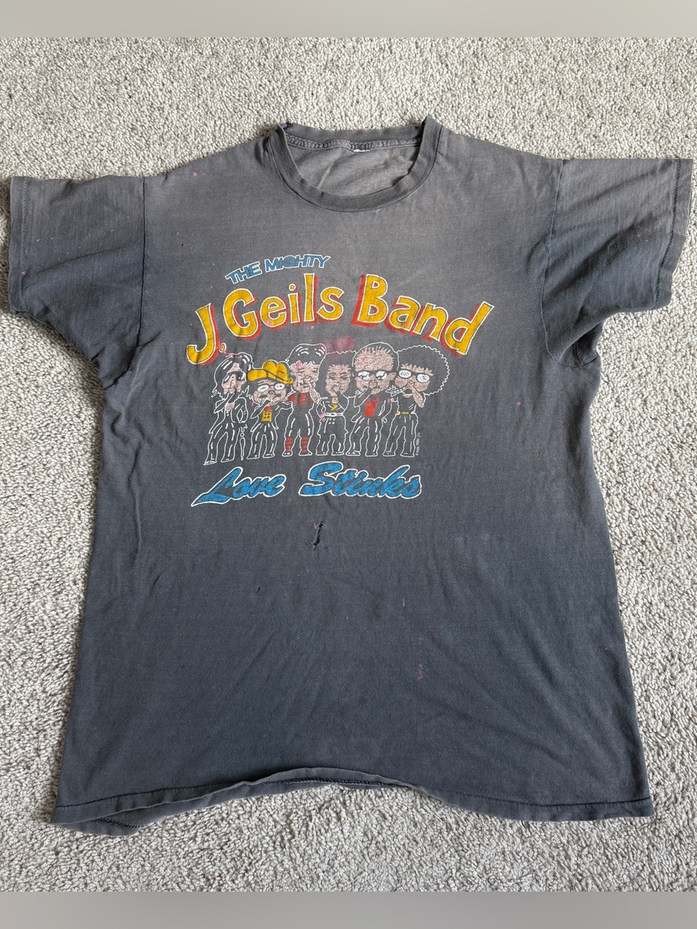 Vintage 1980 J Geils Band Love Stinks Cape Cod Concert Tee Distressed Large 21”